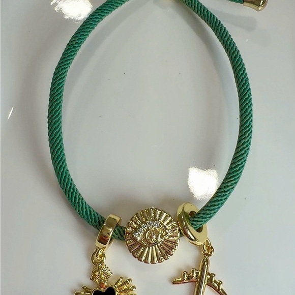 Red Cord Bracelet with Gold Charms - Picture 4 of 9